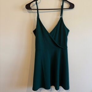 Spaghetti-Strap Wrap Mini Skater Dress